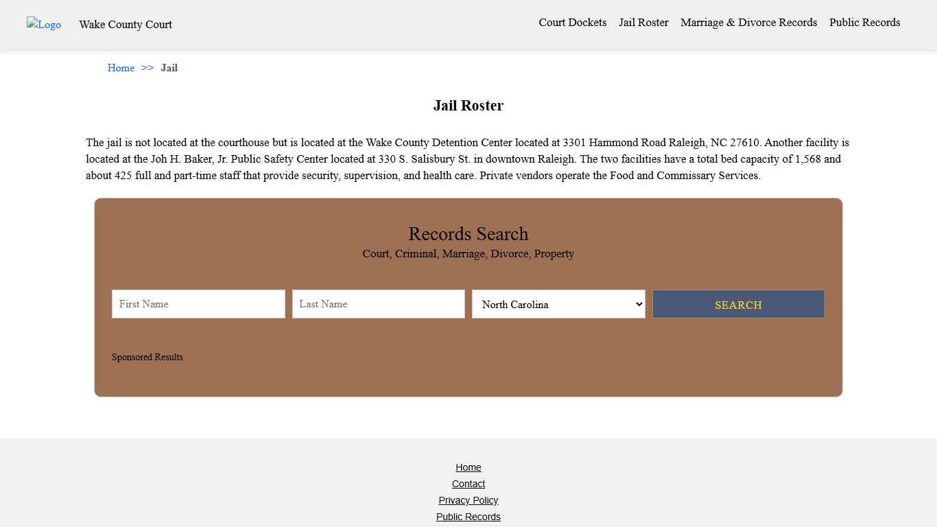 Jail Roster | Wake County Court